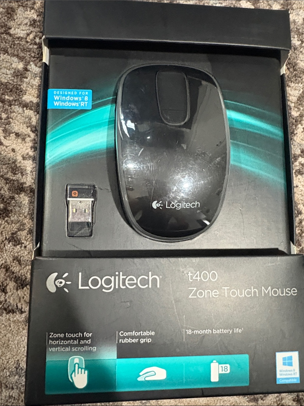 Logitech T400 Zone Touch Wireless Mouse - Black